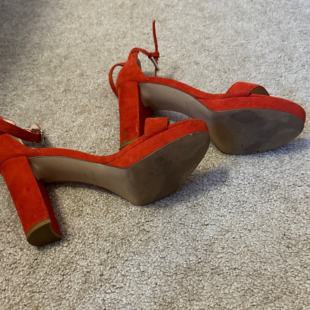 Nine West Red Suede Block Heel Sandals - Picture 4 of 4
